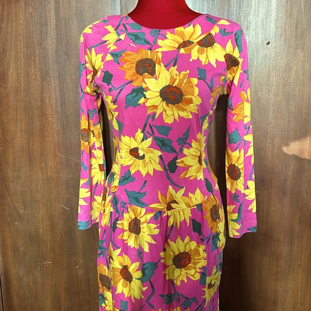 Y2K Fuchsia Sunflowers Dress 8 - Picture 7 of 10